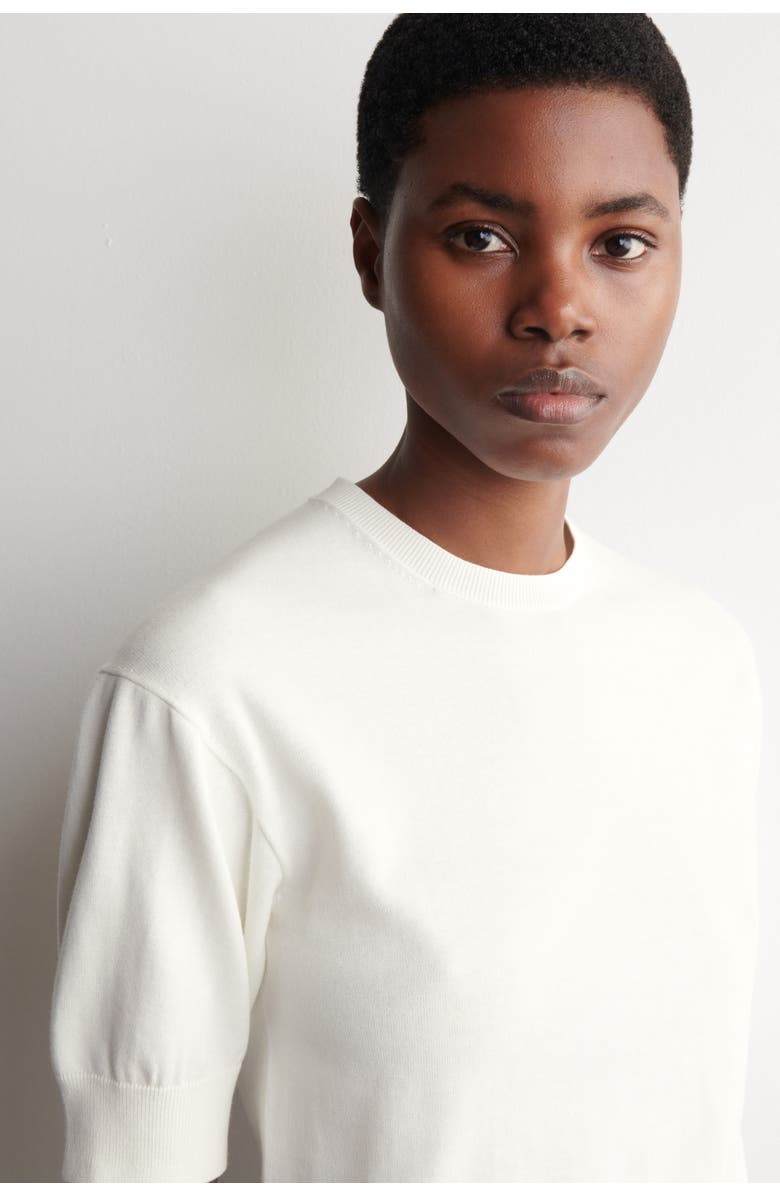 COS Knitted Cotton T-Shirt, Alternate, color, Off-White