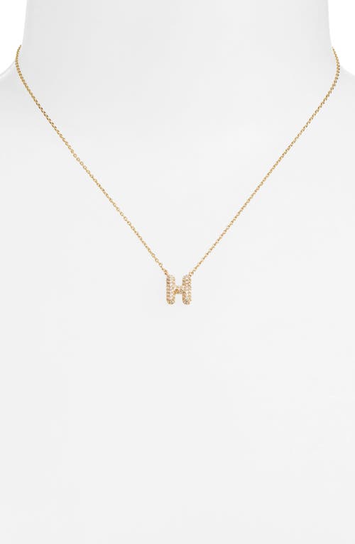 Leith Cubic Zirconia Initial Pendant Necklace In H- Clear- Gold