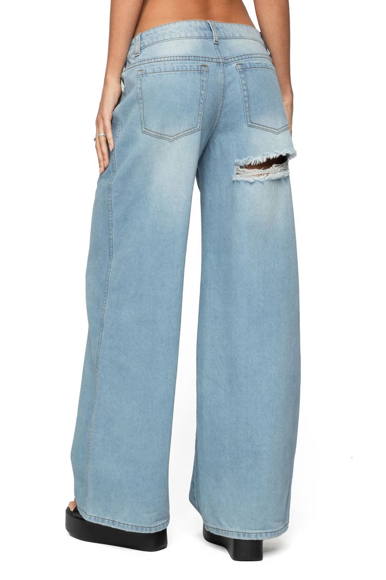 Ripley Ripped Low Rise Wide Leg Jeans, Alternate, color, BLUE