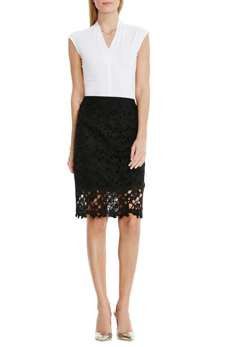 Vince Camuto Floral Lace Pencil Skirt, Alternate, color,