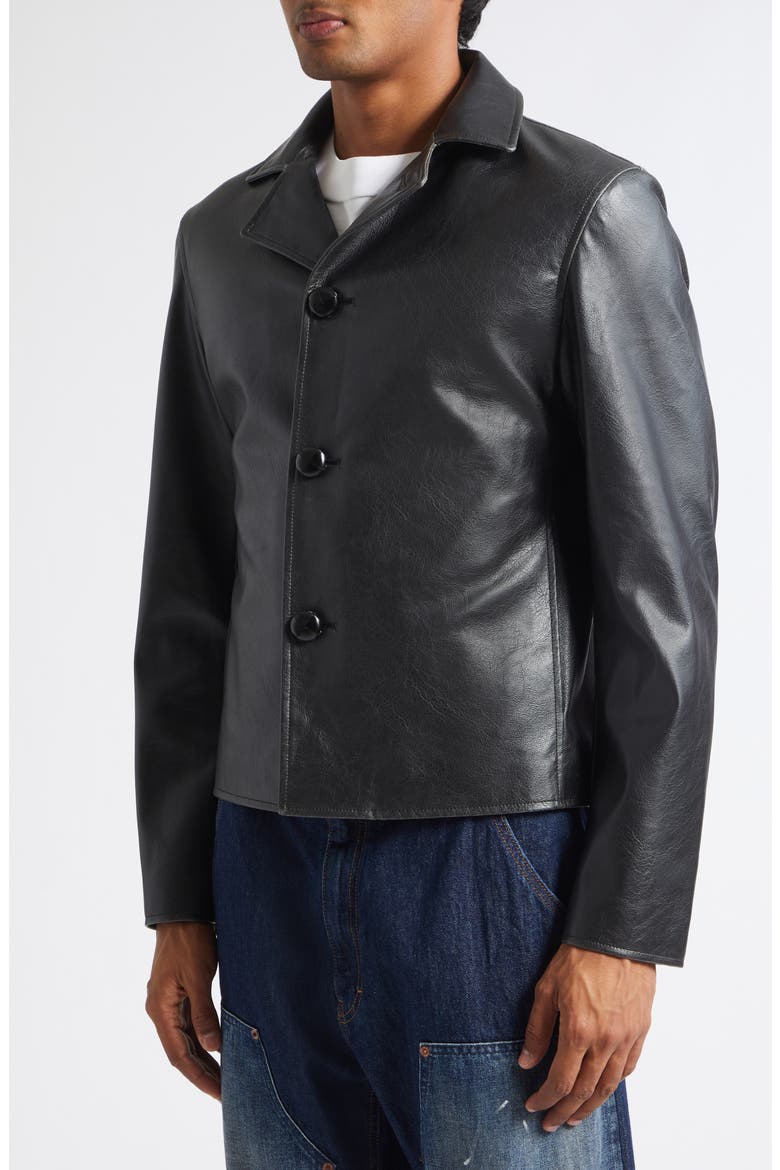 Black Faux Leather Jacket, Alternate, color, BLACK