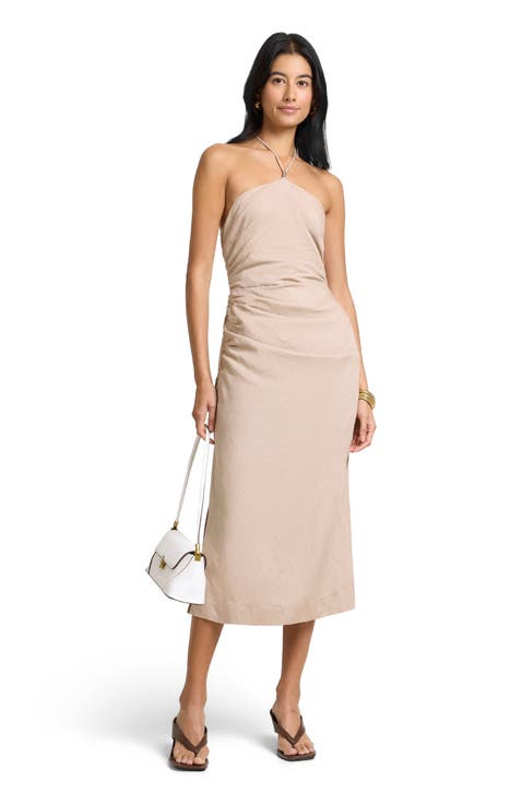 Air Linen Ruched Halter Dress