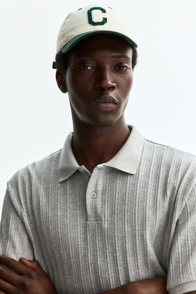 Slim Fit Textured Jersey Polo Shirt, Alternate, color, Light gray melange