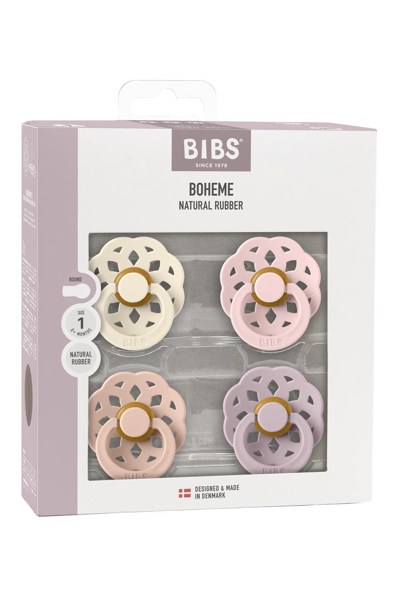 Boheme 4-Pack Pacifier Set - Size 1, Alternate, color, IVORY/ BLUSH/ BLOSSOM/ LILAC