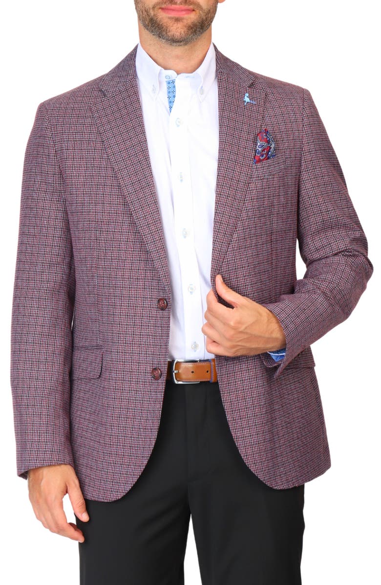 TailorByrd Micro Houndstooth Sport Coat, Main, color, Merlot