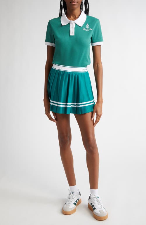 Sporty And Rich Vendome Script Pleated Skirt In Alpine