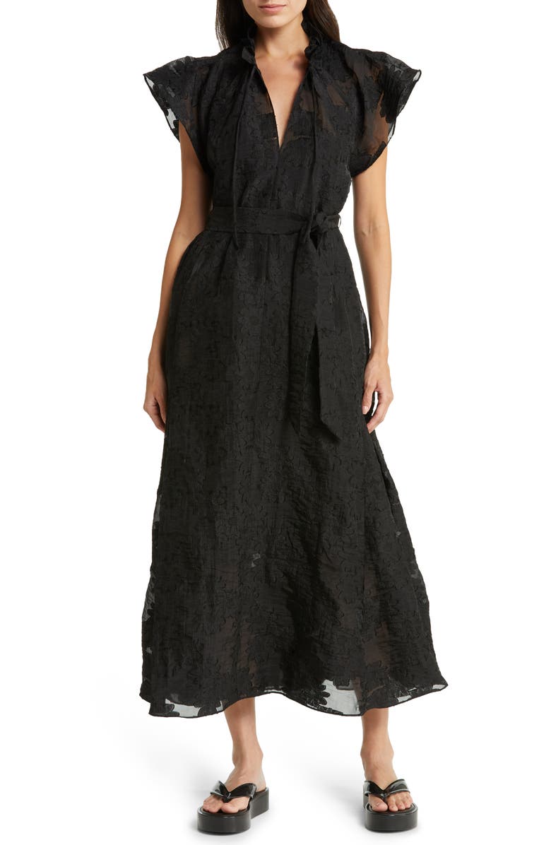 Samsøe Samsøe Karookh Cap Sleeve Tie Waist Dress, Main, color, 
