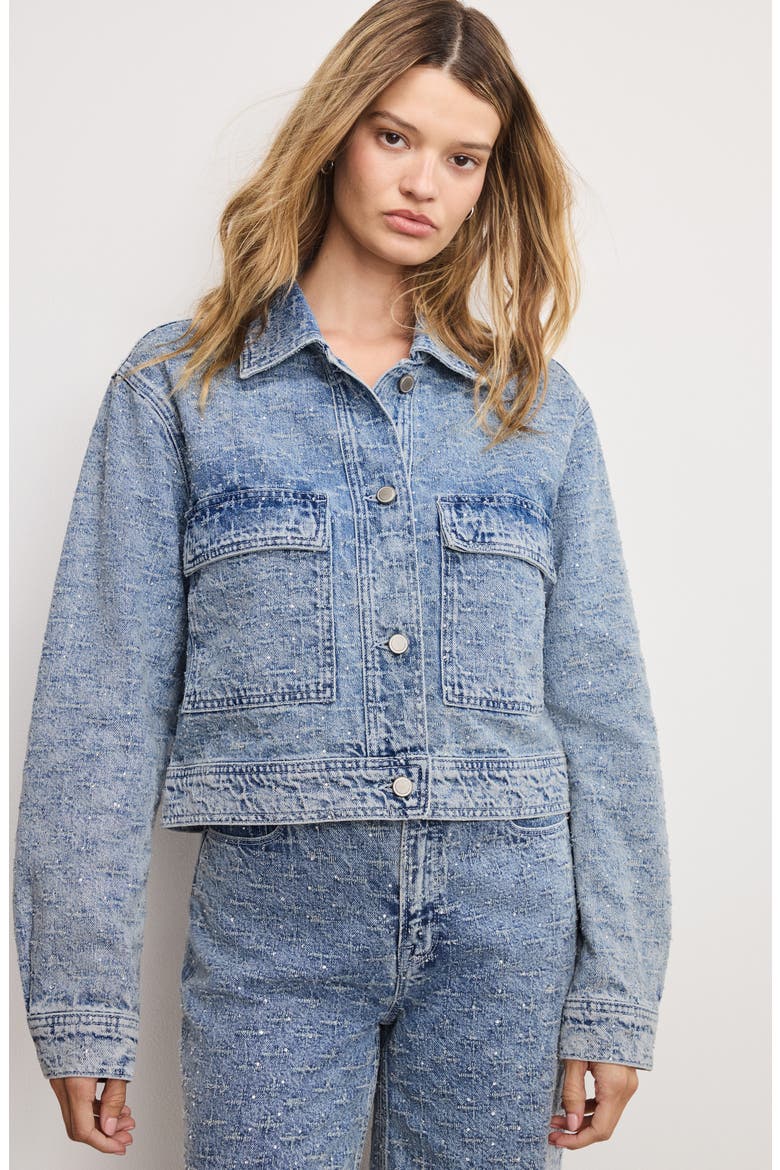 Crystal Denim Jacket, Alternate, color, INDIGO1070