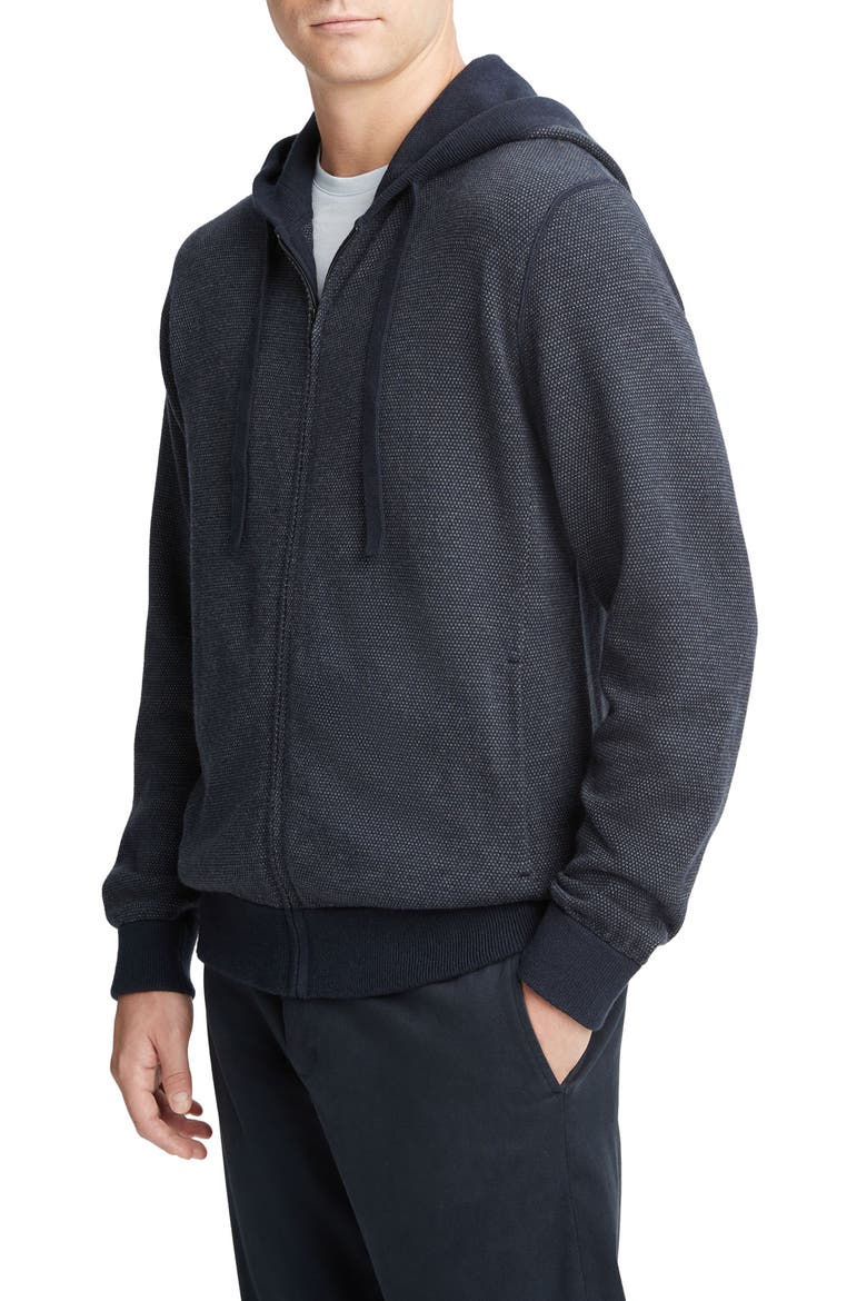 Bird's Eye Wool Blend Zip Hoodie, Alternate, color, COASTAL/ MEDIUM HEATHER GREY