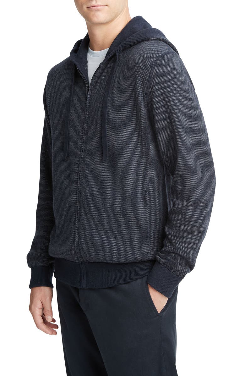 Vince Bird's Eye Wool Blend Zip Hoodie, Alternate, color, 