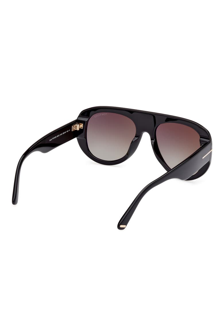 55mm Pilot Sunglasses, Alternate, color, SHINY BLACK / BROWN MIRROR