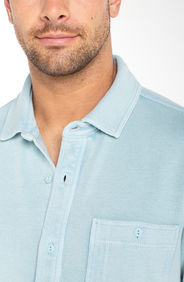 Liverpool Los Angeles Short Sleeve Piqué Knit Button-Up Shirt, Alternate, color, Blue Aura