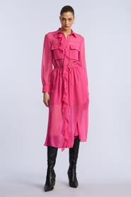 BCBGMAXAZRIA Solid Ruffle Dress