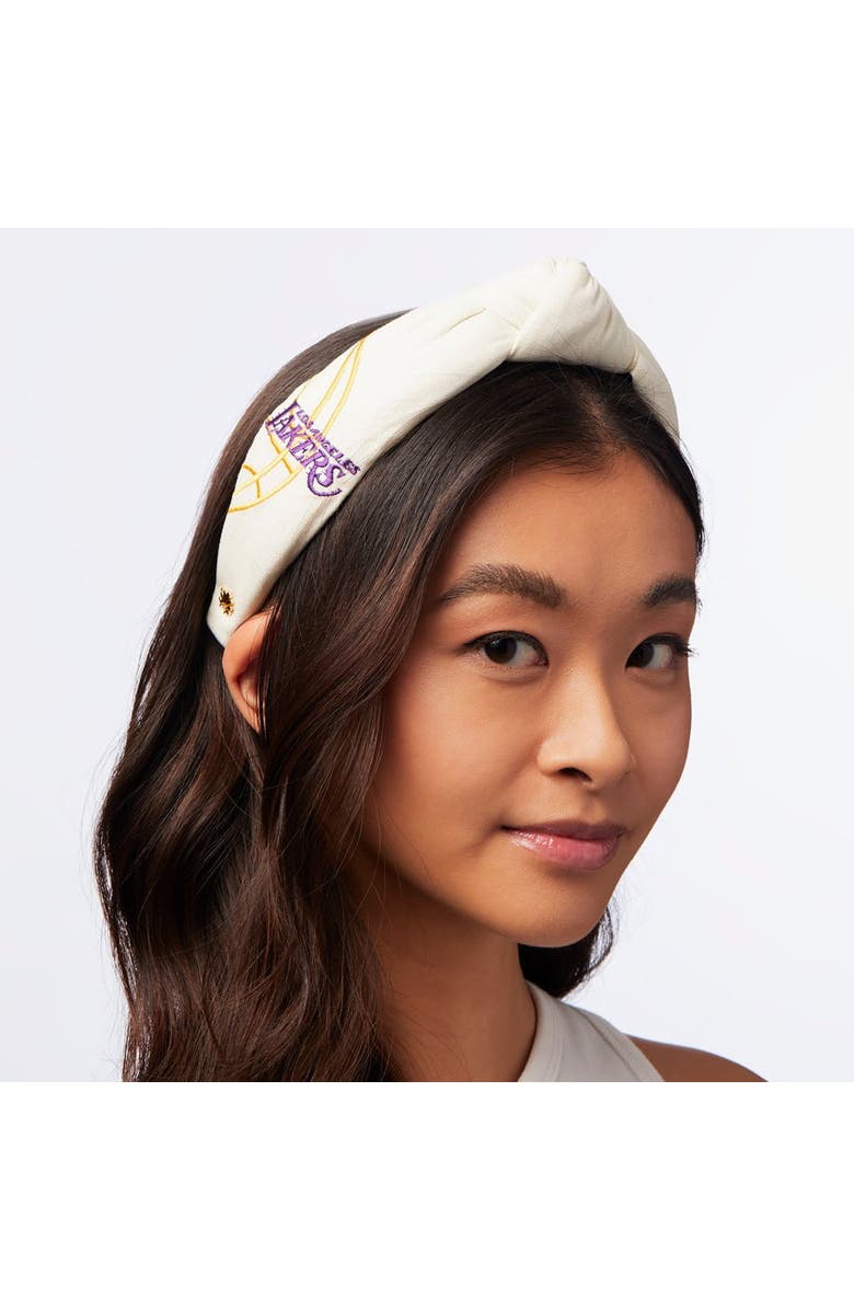 Lele Sadoughi NBA La Lakers Embroidered Headband, Alternate, color, 