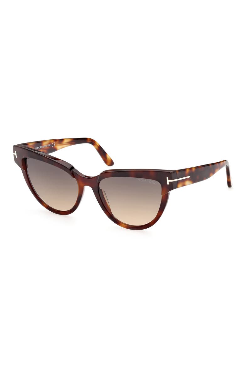 57mm Cat Eye Sunglasses, Alternate, color, HAVANA / GRADIENT SMOKE