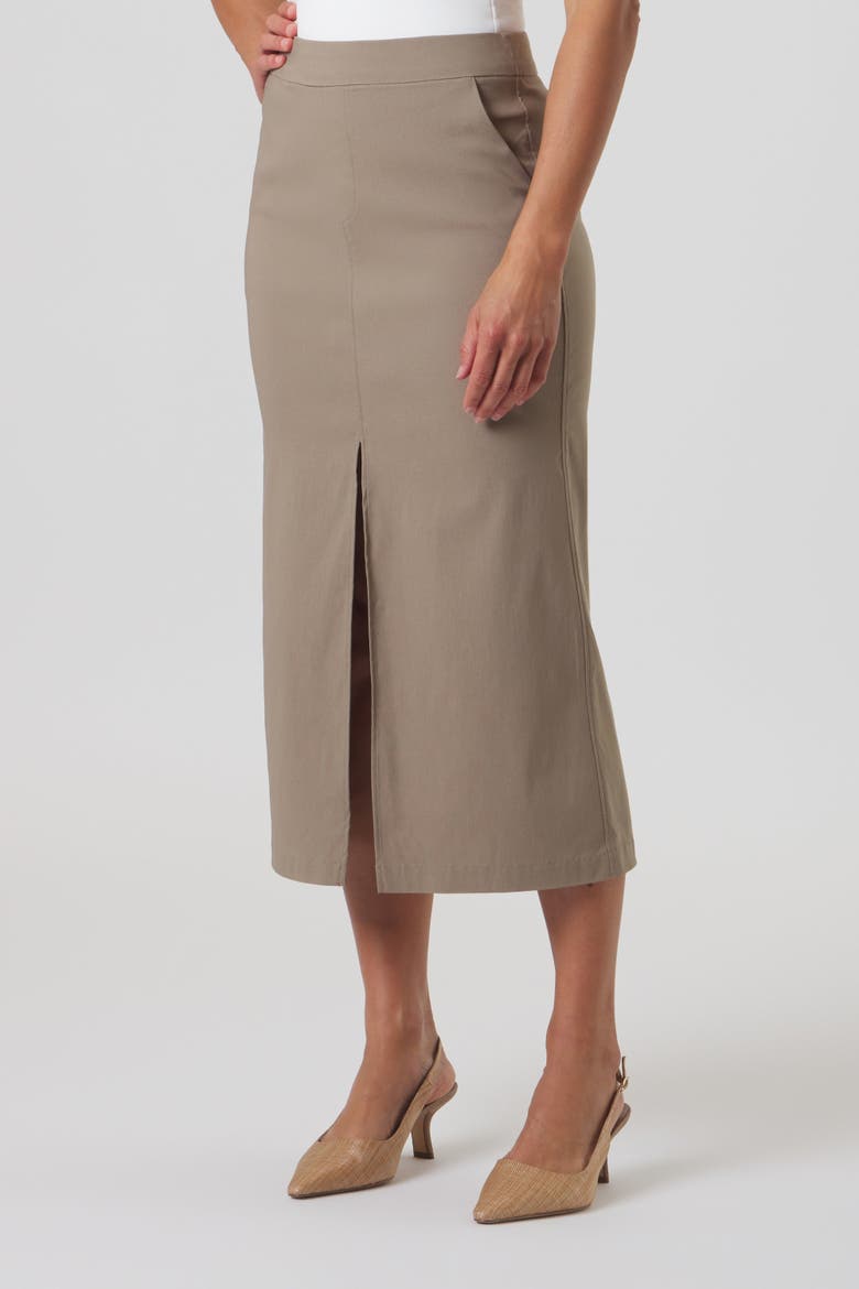 Avenue Pull-On Stretch Skirt, Alternate, color, Café