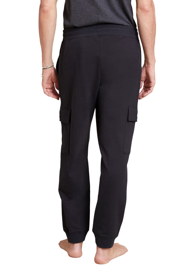 Malibu Collection® Pima Cotton Fleece Cargo Sweatpant, Alternate, color, BLACK