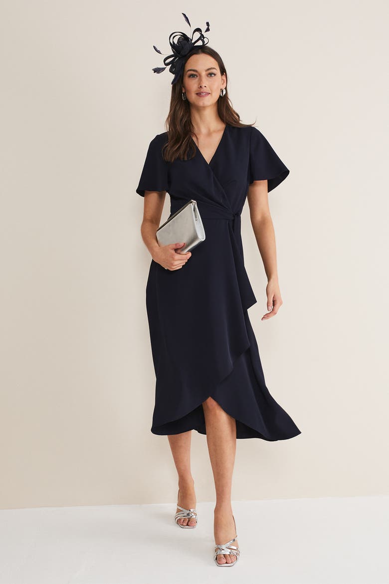 Julissa Frill Wrap Dress, Alternate, color, Navy