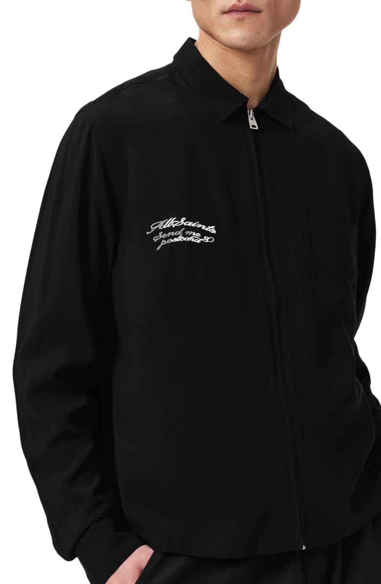 AllSaints Buck Embroidered Jacket, Alternate, color, Surge Black