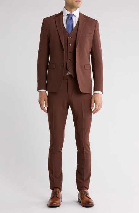 Gino Vitale Skinny Fit Solid Stretch Three Piece Suit