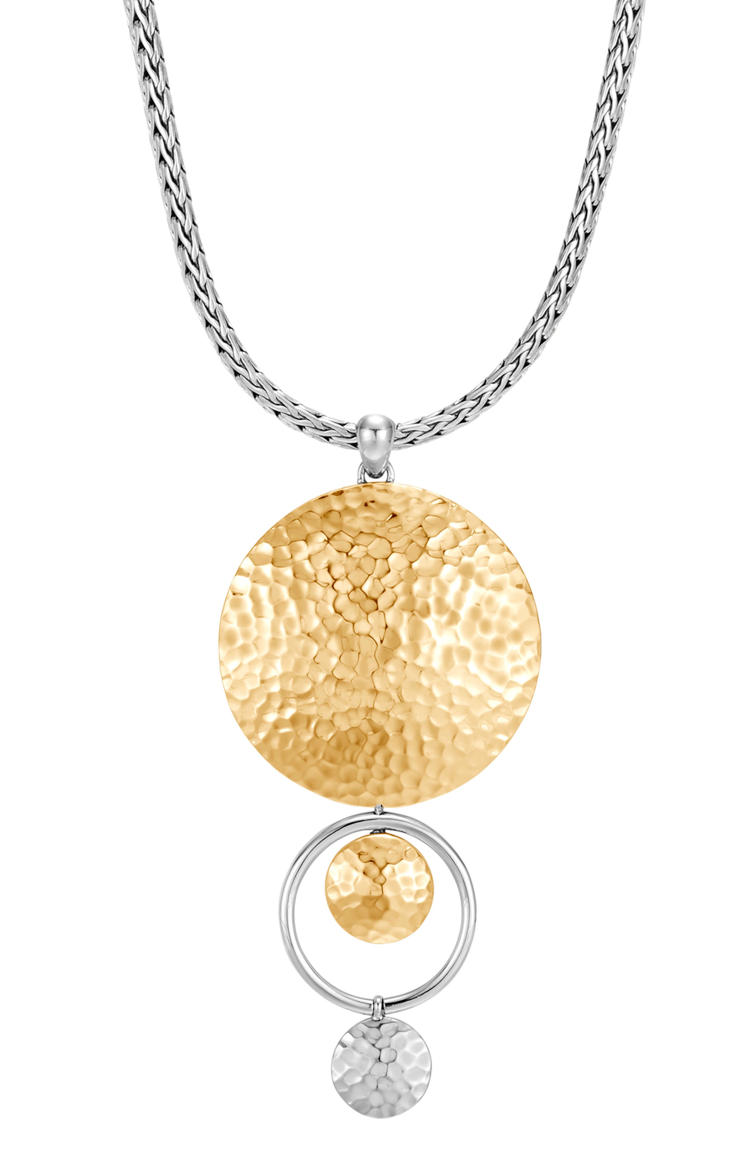 John Hardy Dot Hammered Drop Pendant Necklace