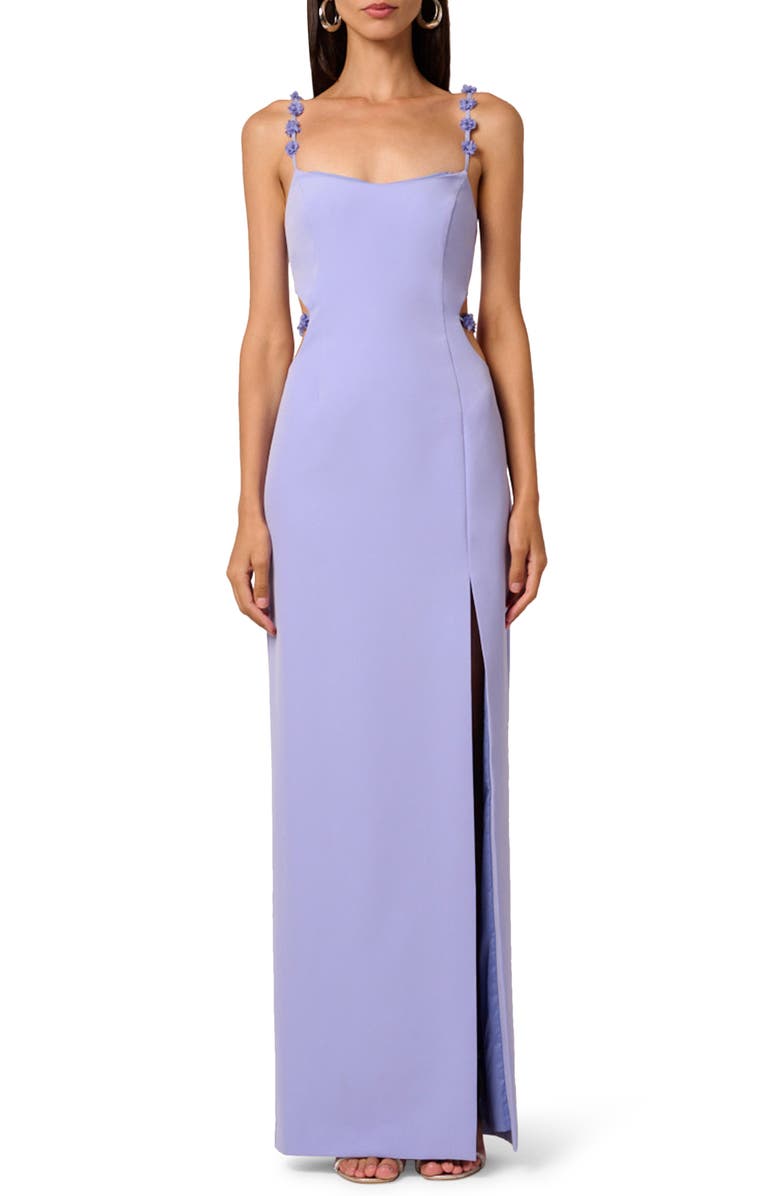 LIV FOSTER Emma Floral Strap Crepe Gown, Main, color, 