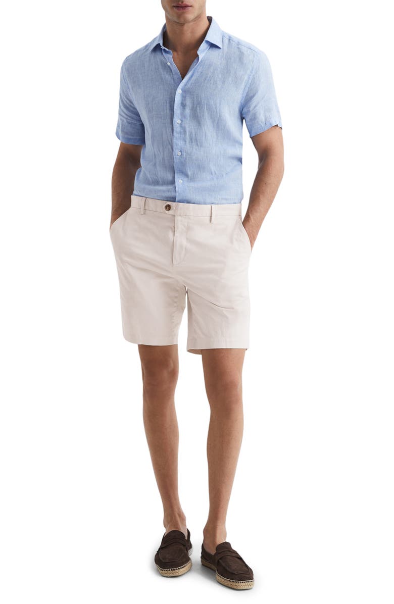 Reiss Wicket Stretch Cotton Chino Shorts, Alternate, color, Chalk