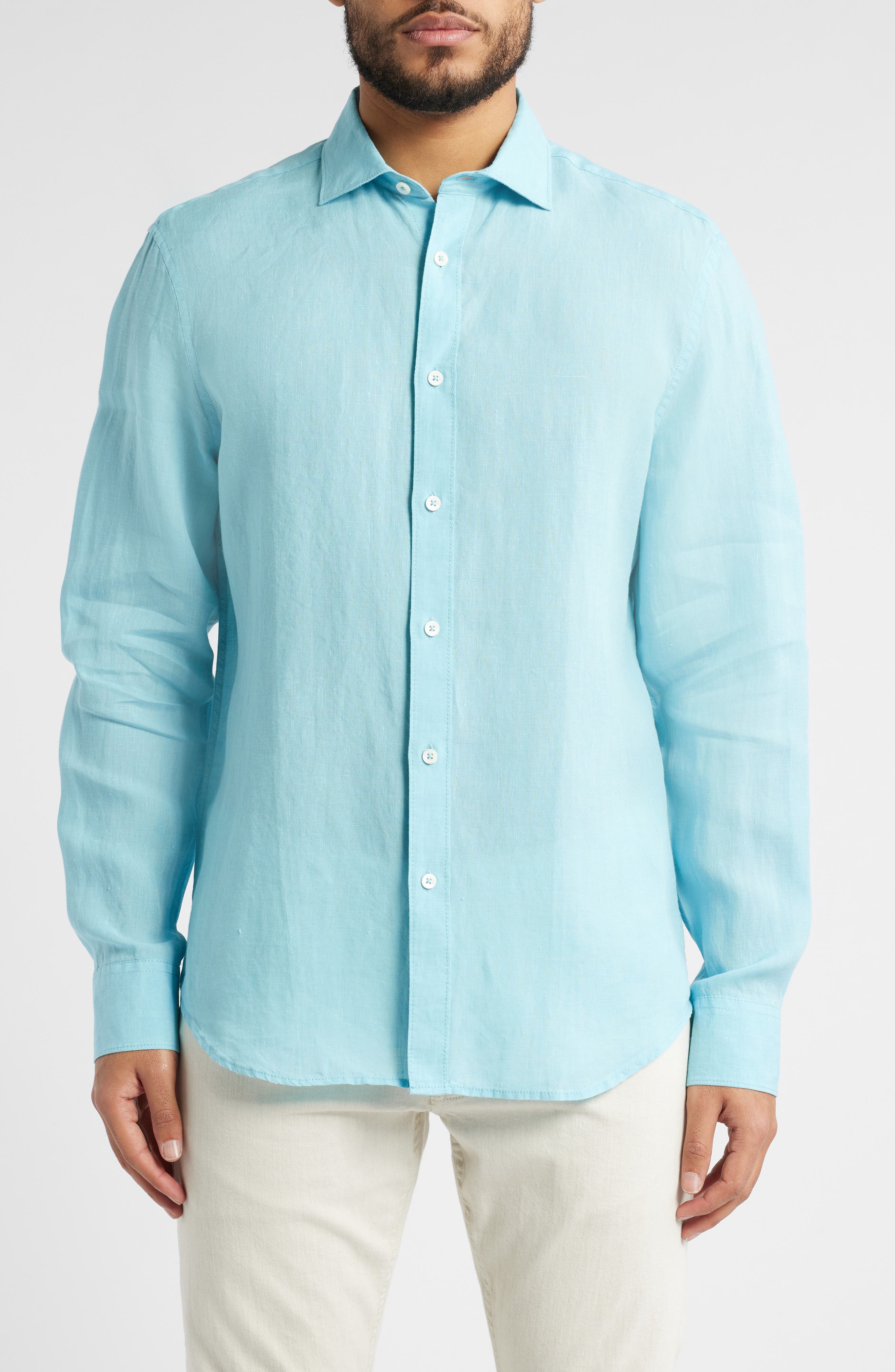 Axel Shaped Fit Linen Button-Up Shirt