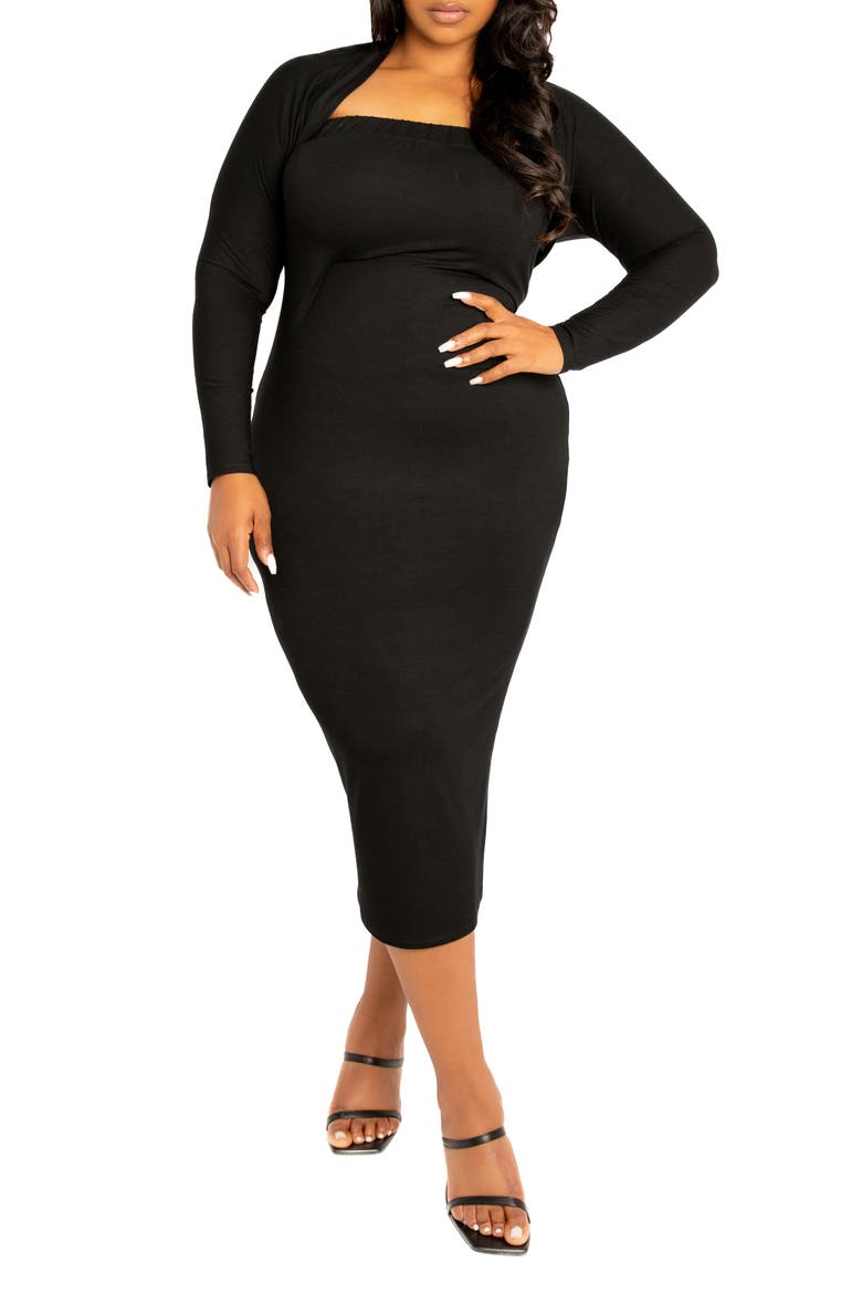 Modal Tube Dress & Shrug, Main, color, BLACK