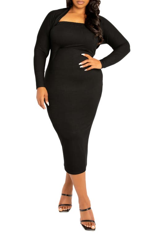 BUXOM COUTURE Modal Tube Dress & Shrug in Black 