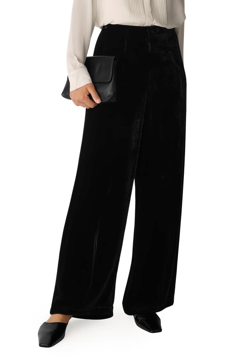 Velvet Wide Leg Pants, Main, color, BLACK