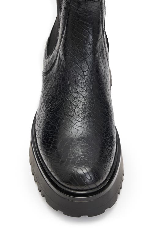 Allsaints Amber Croc Embossed Chelsea Boot In Black