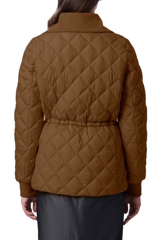 Bernardo Drawcord Waist Quilted Puffer Coat In Camel