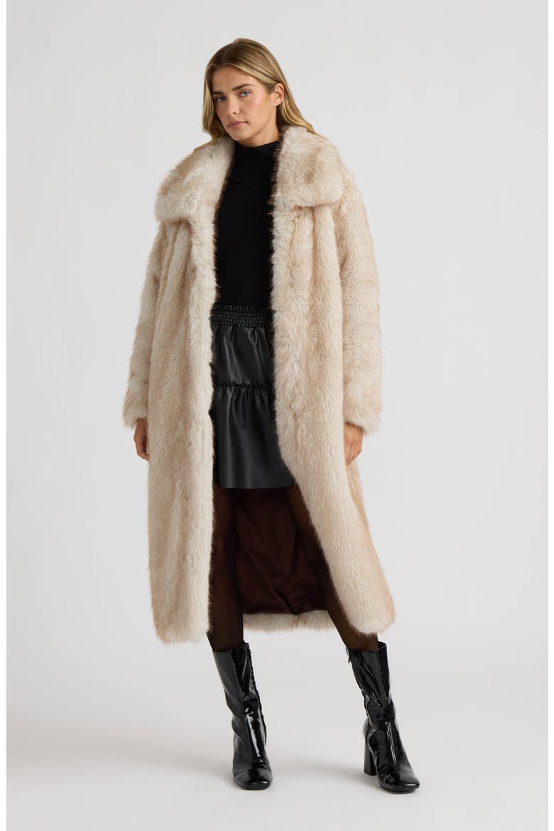 Faux Fur Coat, Alternate, color, SAND