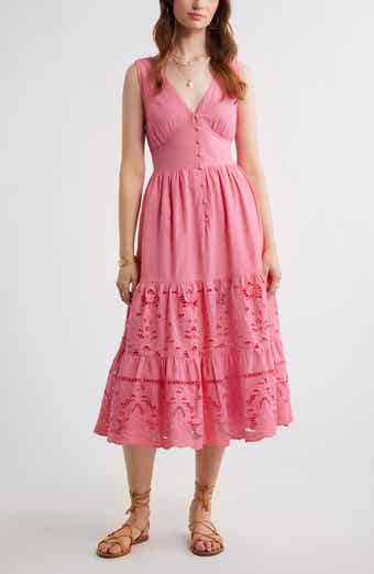 Lace Detail Sleeveless Cotton Dress