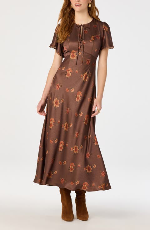 Riley Floral Satin Midi Dress