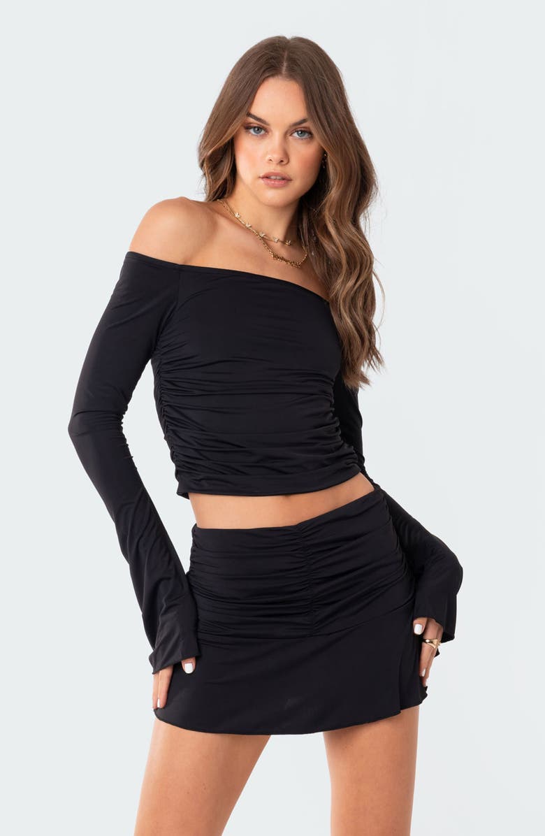 EDIKTED Corey Off-the-Shoulder Long Sleeve Top, Alternate, color, Black