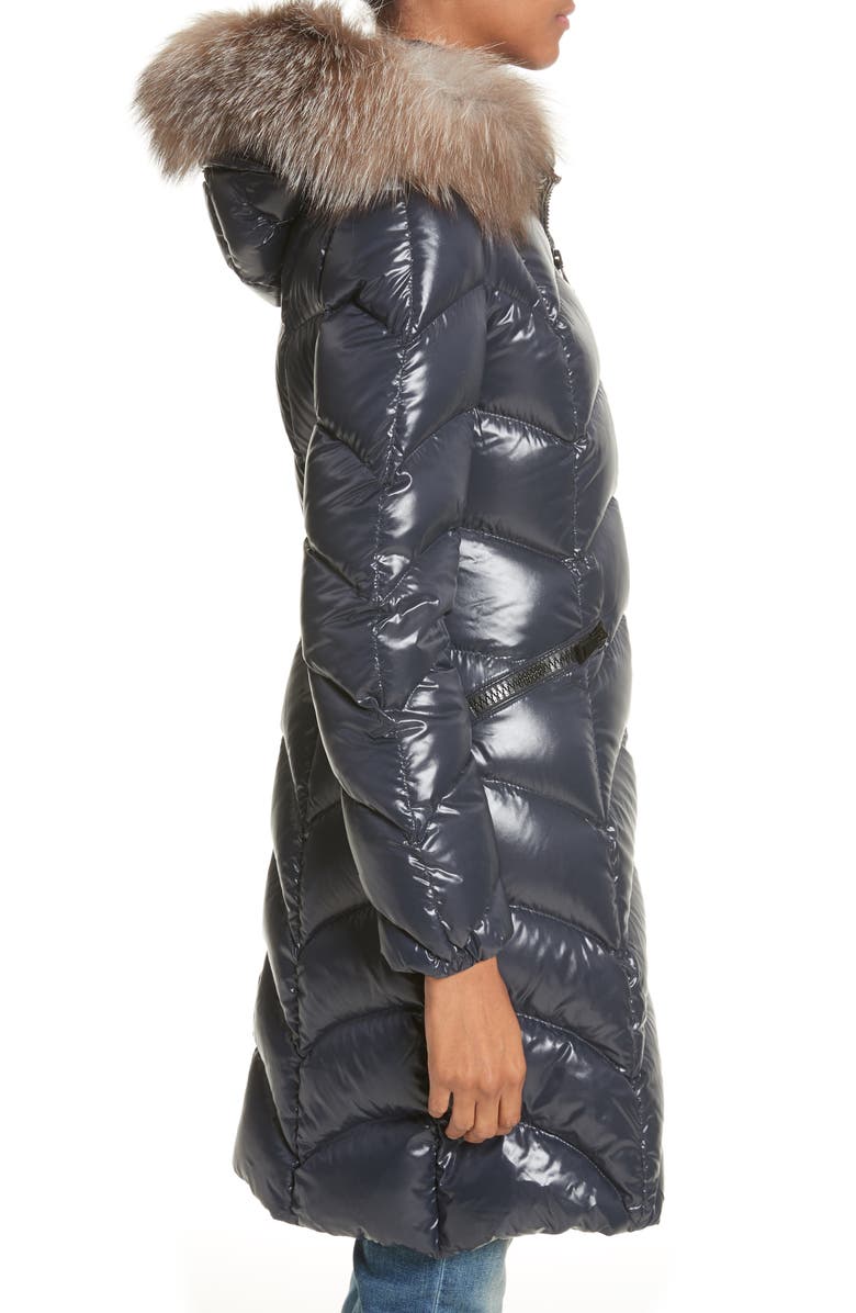 Moncler Albizia Down Puffer Coat with Genuine Fox Fur Trim, Alternate, color,
