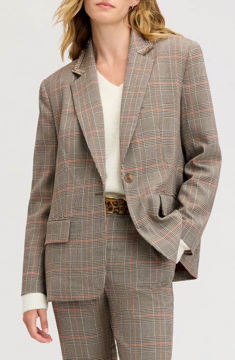 Rhinestone-Trim Oversized Blazer
