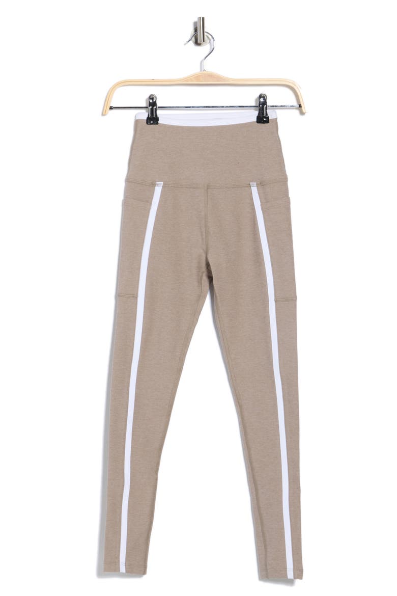 Out of Pocket Side Stripe High Waist Pocket Leggings, Alternate, color, BIRCH/CLOUD WHITE
