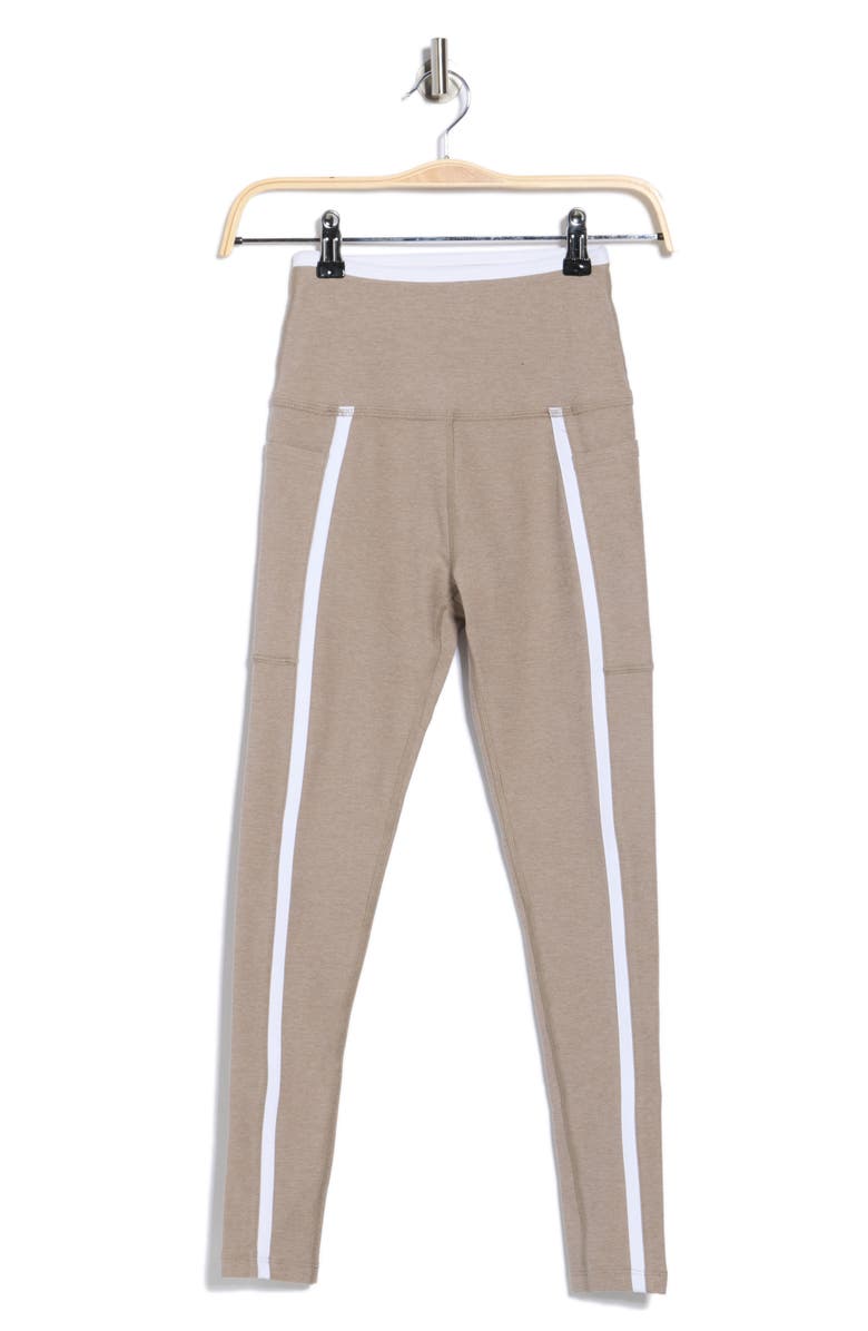 Beyond Yoga Out of Pocket Side Stripe High Waist Pocket Leggings, Alternate, color, Birch/Cloud White