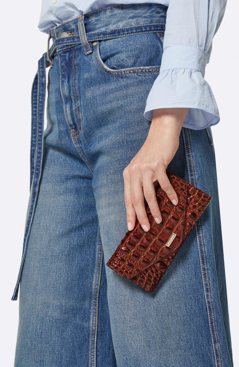 Brahmin Veronica Croc Embossed Leather Wallet, Alternate, color, 
