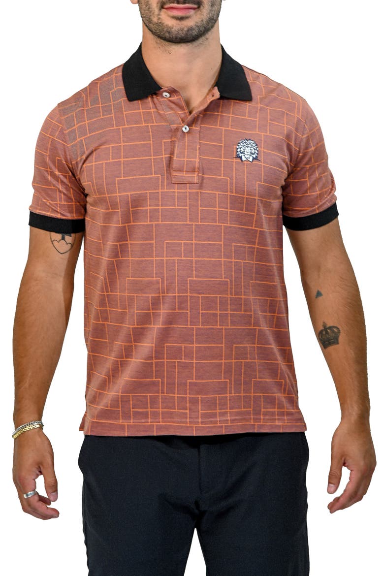 Mozart Lines Tipped Polo, Main, color, ORANGE