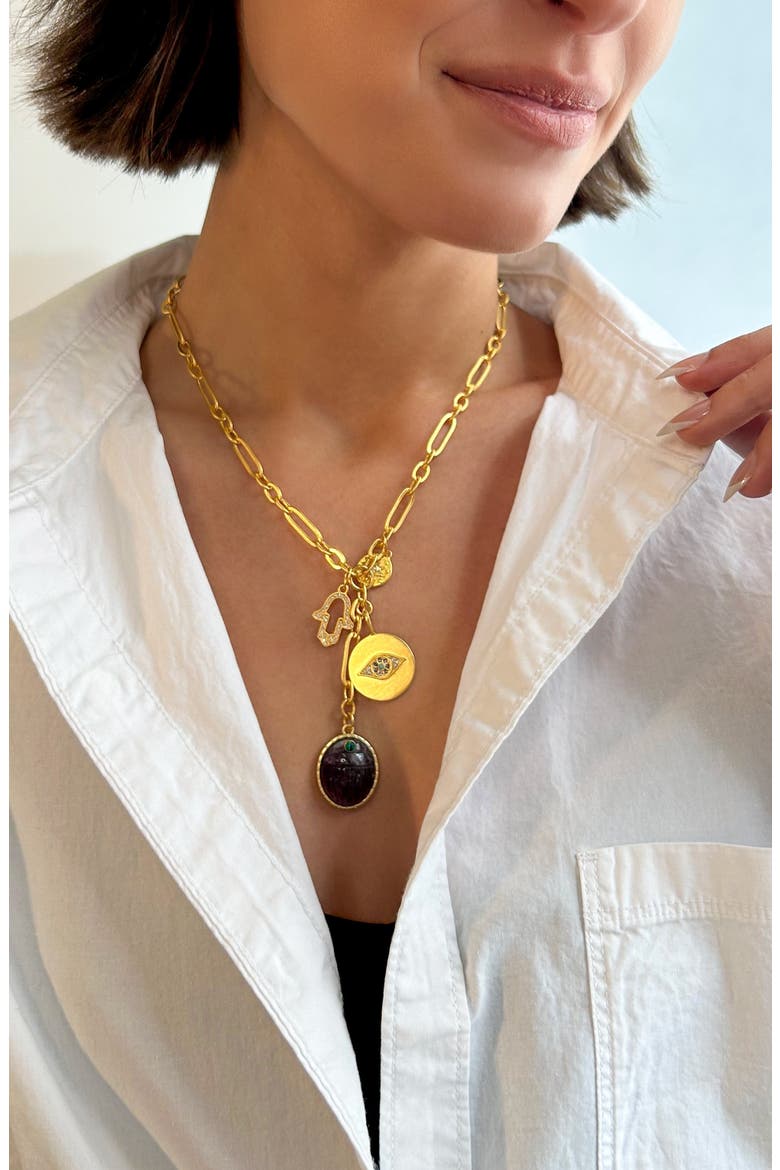 Isadora Charm Necklace, Alternate, color, GOLD