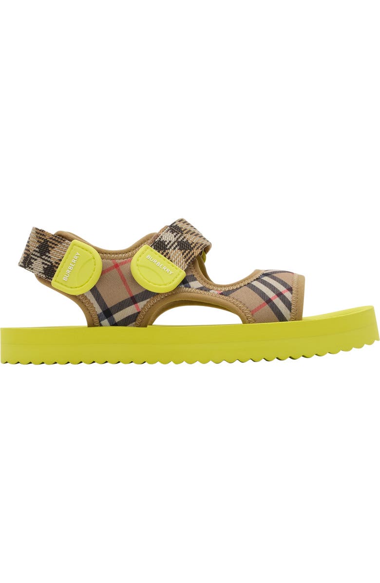 Burberry Check Sandals, Main, color, Sand Beige/Green