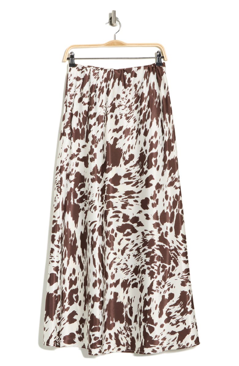 Vigoss Animal Print Satin Maxi Skirt, Alternate, color, Cow