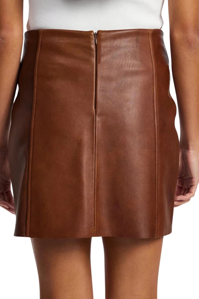 Delmar Leather A-Line Skirt, Alternate, color, Vintage Chocolate