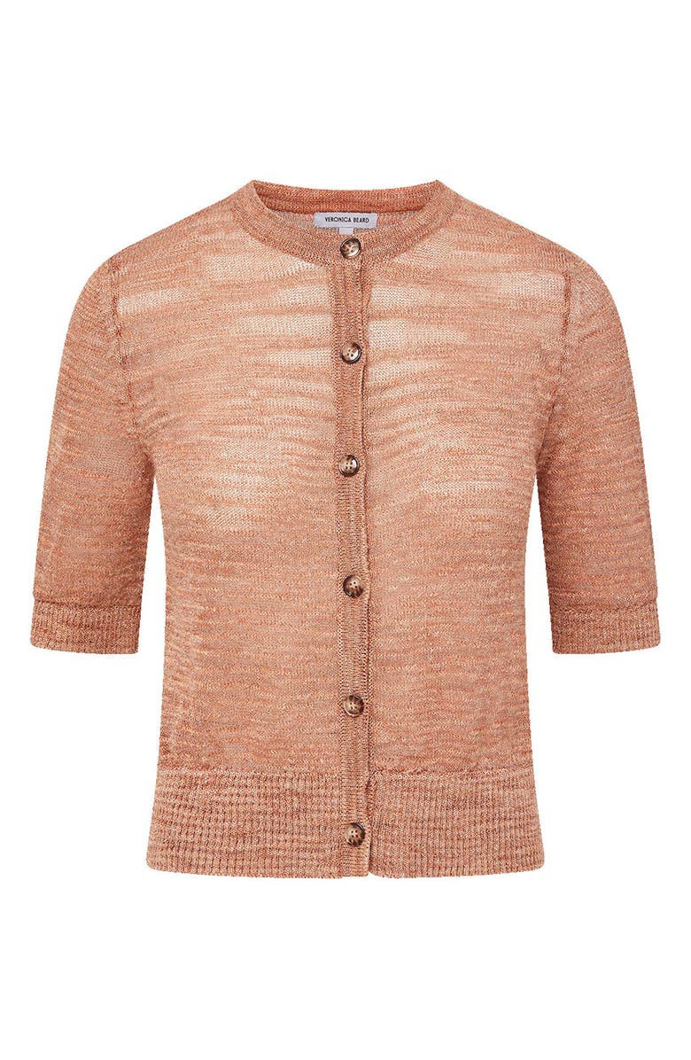 Veronica Beard Shana Linen Blend Cardigan, Alternate, color, Muted Clay