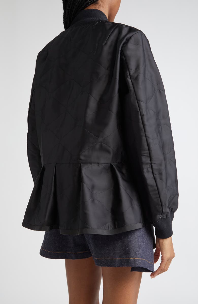 Sacai Quilted Satin Peplum Jacket, Alternate, color, 