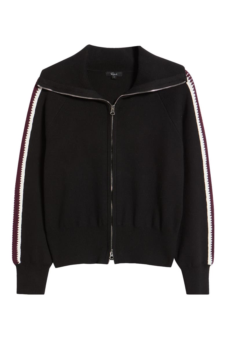 Piper Knit Track Jacket, Alternate, color, BLACK MERLOT STRIPE